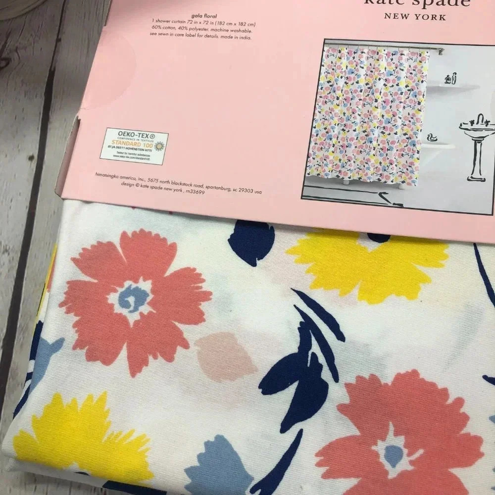NWT Designer Kate Spade ♠️ Shower Curtain gala floral peach - Picture 3 of 6